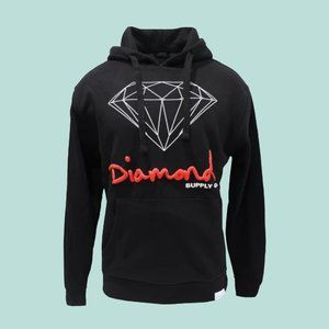 Diamond Supply Co. Mens Pullover Hoodie Black Red OG Script Size XXL New
